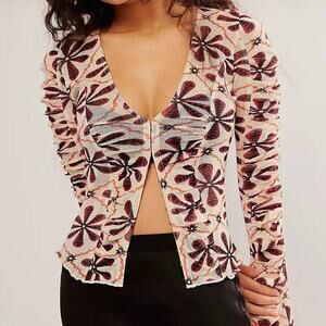 Free People Through The Meadow Top Floral Boho Festival Size Medium